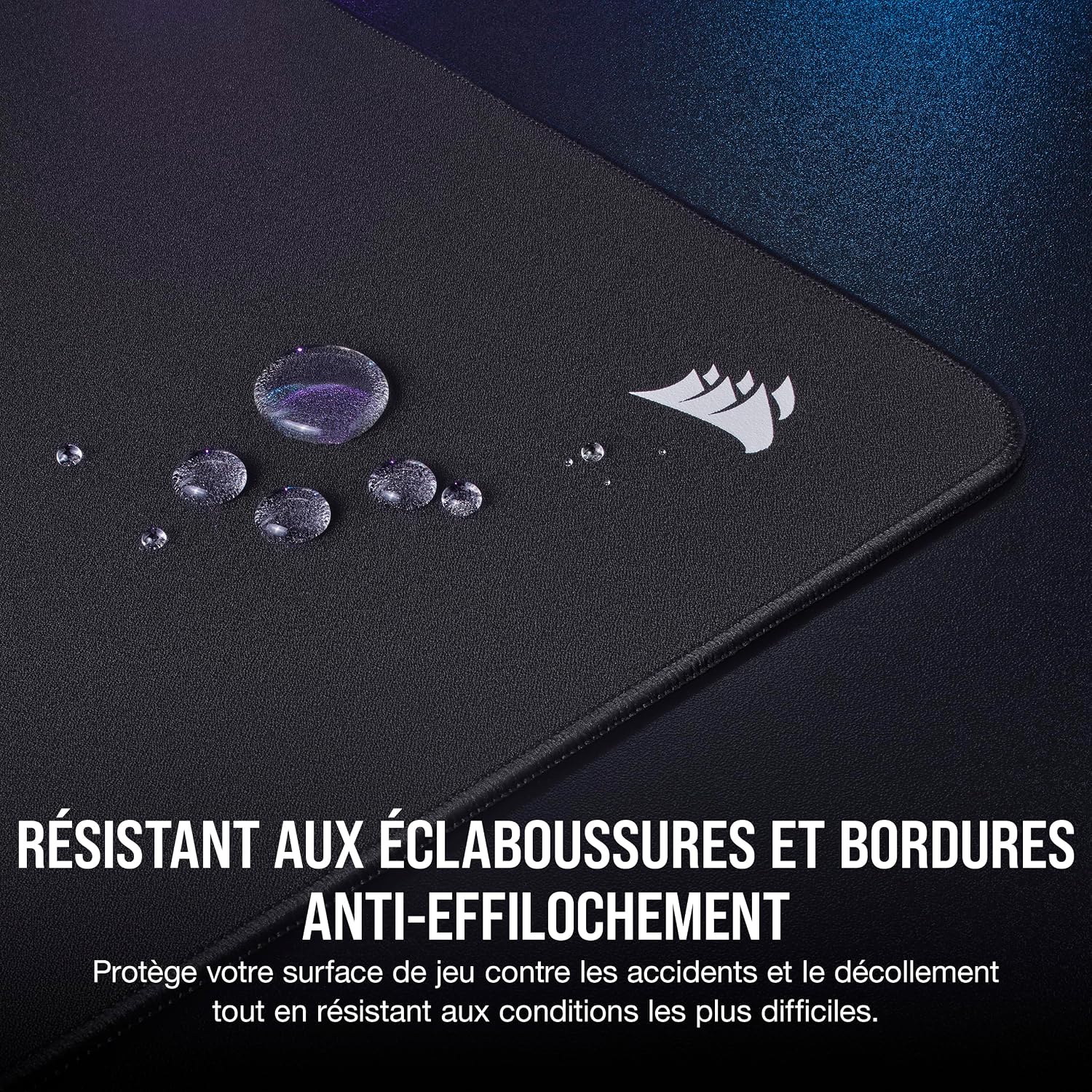 Detalle de Tapis de souris Corsair MM500 v2 en tissu hybride grand format 45 x 40 cm, noir