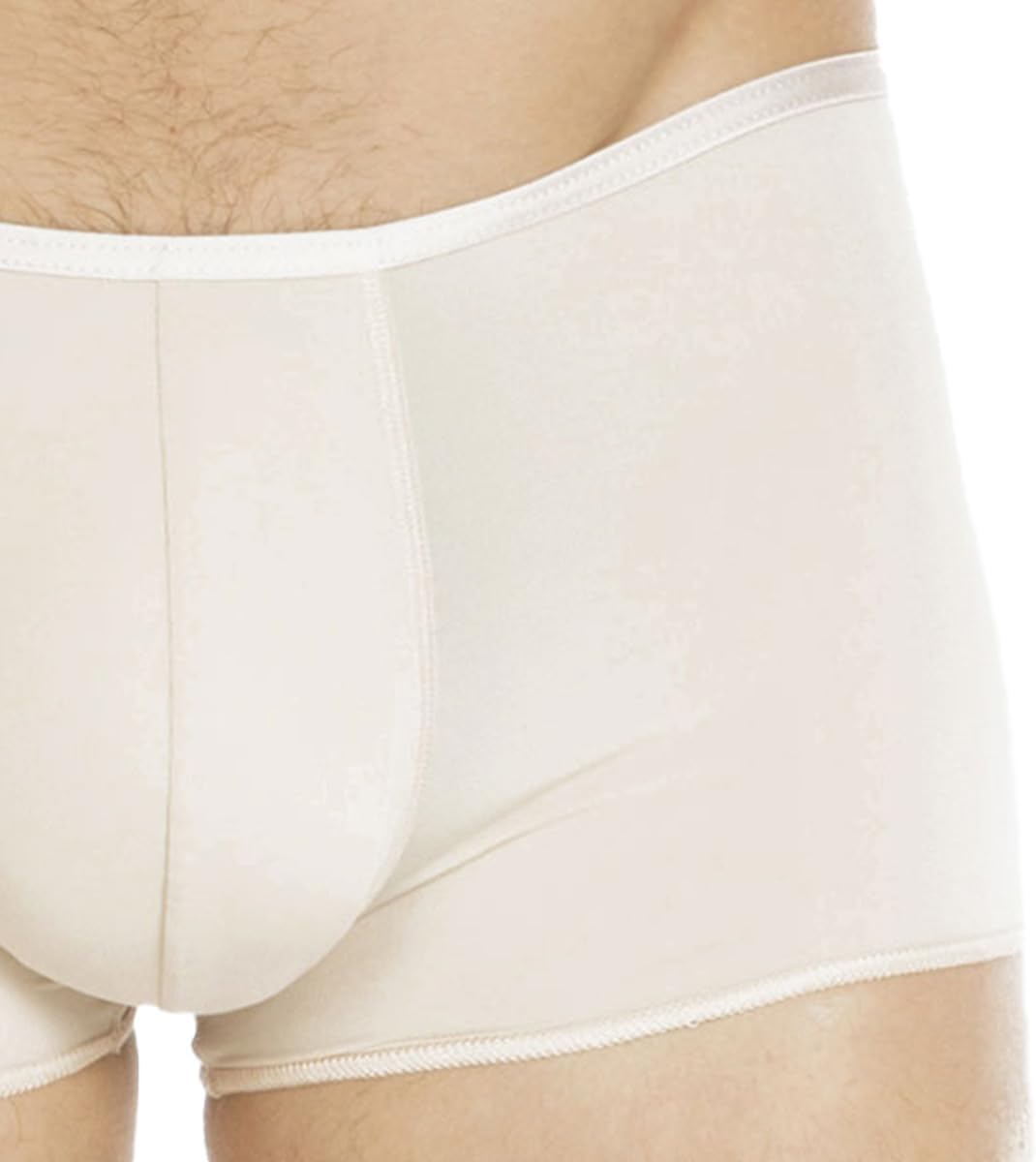 Detalle de Hom Shorty Plumes (Blanc) – Maillot de bain homme en microfibre légère et invisible