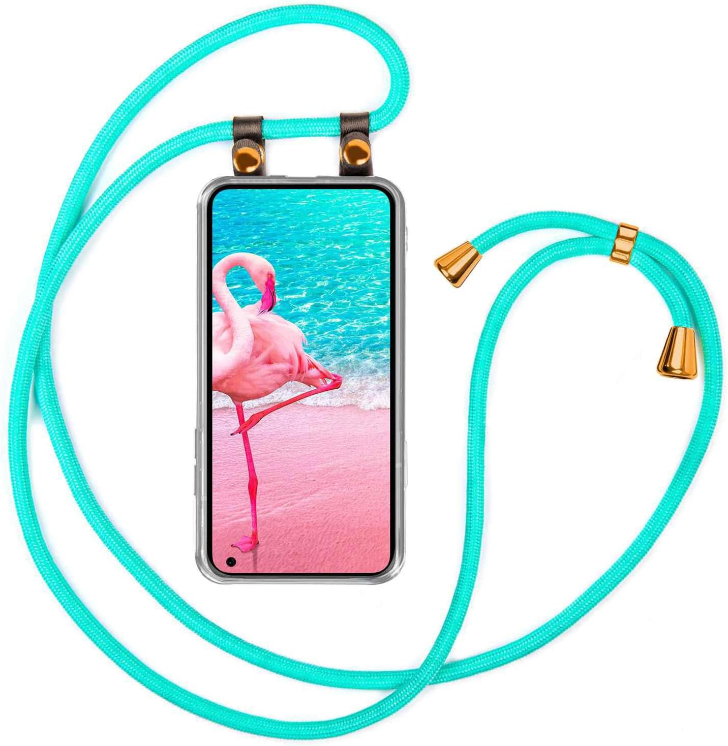 Detalle de moex Étui à chaîne turquoise pour Nothing Phone 1 — coque silicone transparente avec cordon réglable