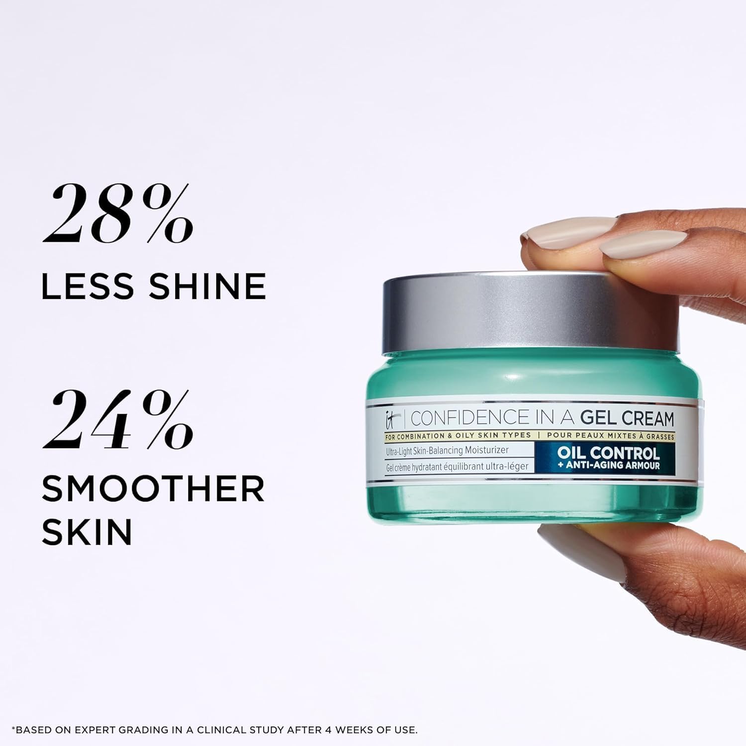 Detalle de IT Cosmetics Confidence in a Gel Cream — gel-crème hydratant anti-âge, contrôle du sébum et pores, peau mixte à grasse (60 ml)