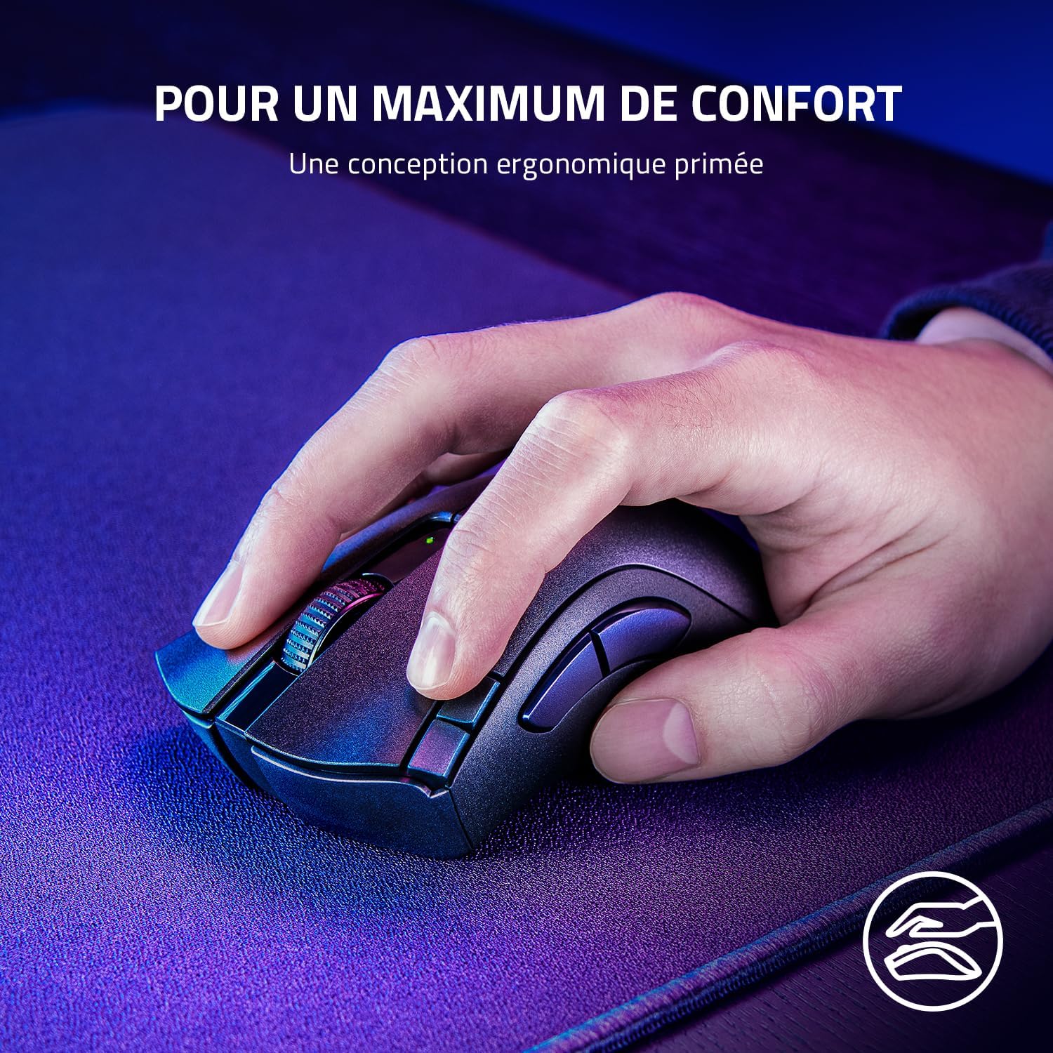 Detalle de Razer DeathAdder V2 X Hyperspeed – Souris gaming sans fil ergonomique pour PC/Mac (capteur optique, commutateurs mécaniques)
