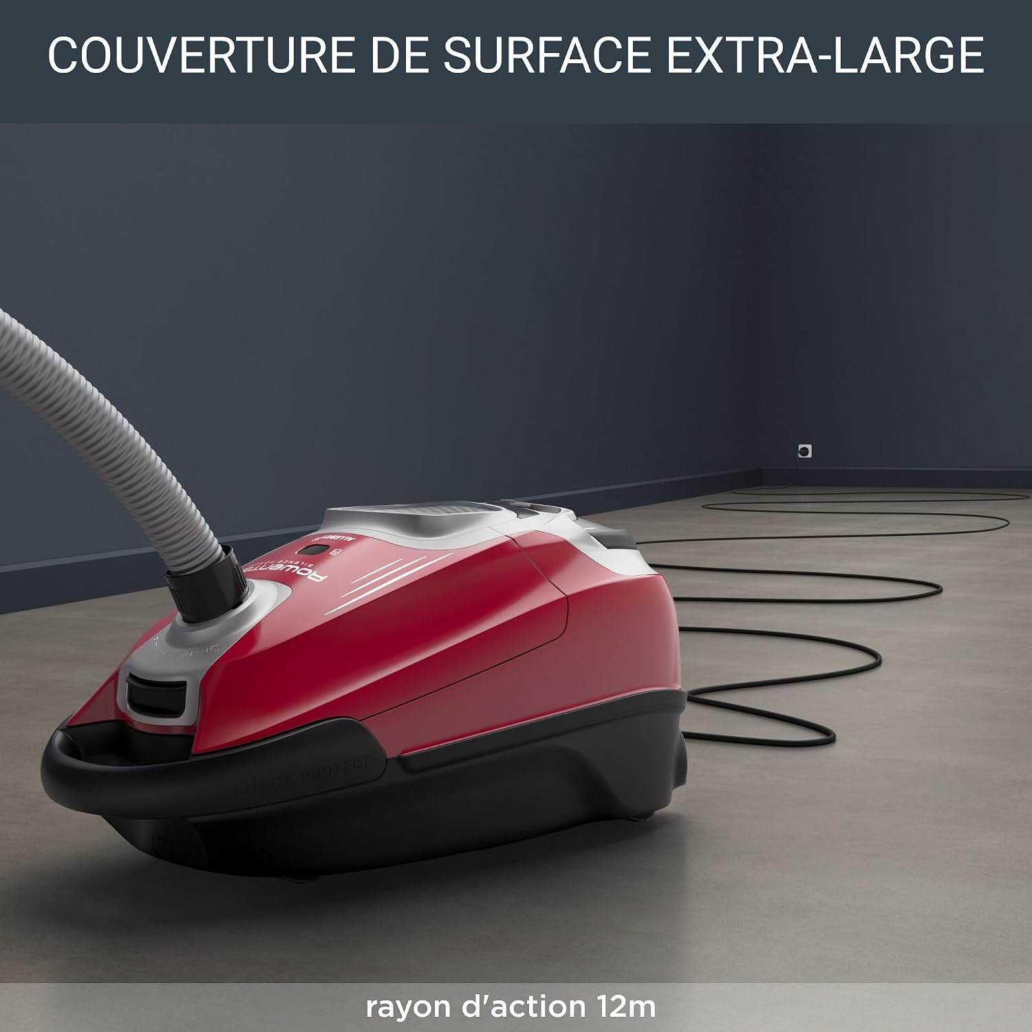 Detalle de Rowenta Silence Force Effitech RO7474EA avec sac – aspirateur silencieux 57 dB(A), 4,5 L (rouge Tanin)