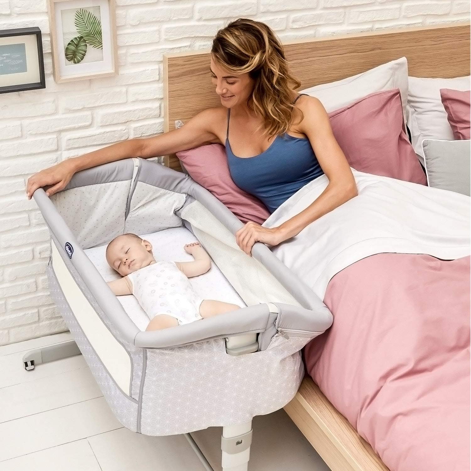 Detalle de Chicco Next2Me Dream berceau cododo avec matelas et rail ouvrant, 0-6 mois (bleu pâle)
