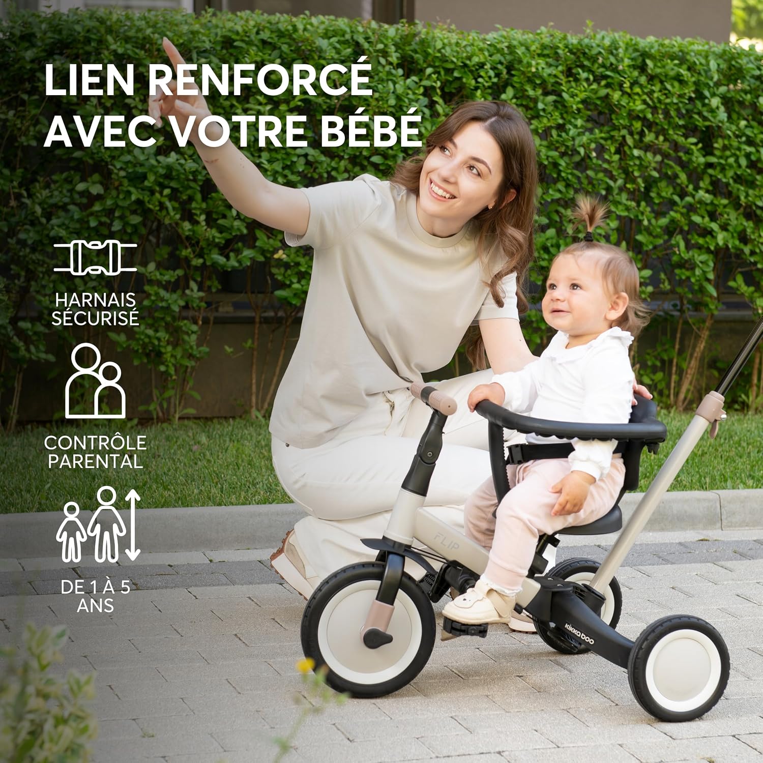 Thumbnail 6 de KikkaBoo Tricycle Bébé Évolutif 5 en 1 Flip - Vélo enfant 1 à 5 ans, Vert Militaire