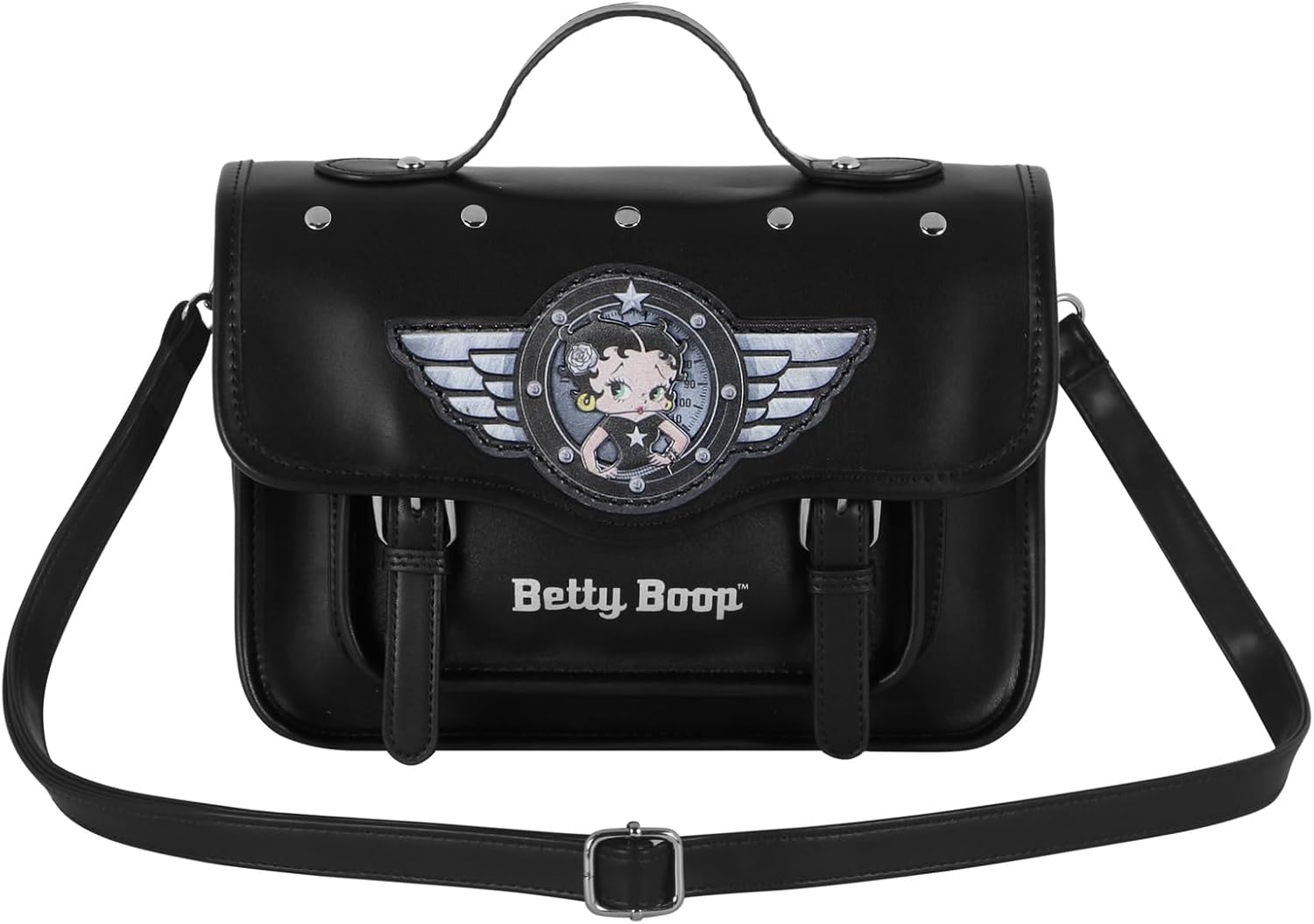 Detalle 2 de Betty Boop Motor Love: Sac bandoulière et sac à dos satchel Noir 27x19 cm