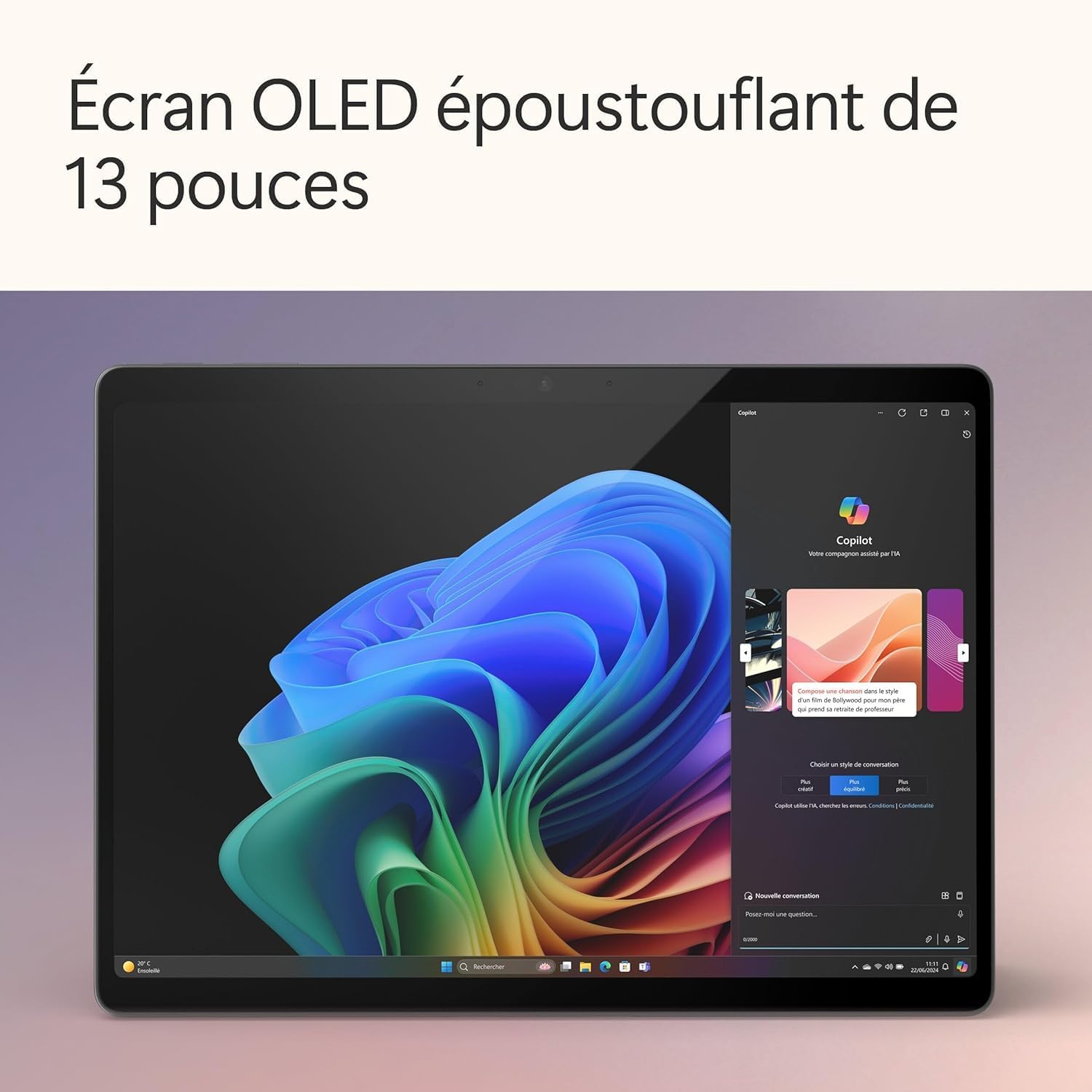 Detalle de Microsoft Surface Pro 11e édition (Copilot+ PC) – 2-en-1 OLED 13” tactile, Snapdragon X Elite, 16 Go, SSD 1 To (chargeur non inclus) – Platine