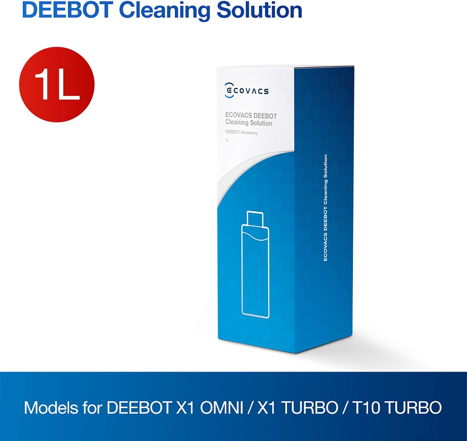 Detalle 2 de ECOVACS Accessoires d'origine: Solution lave-sol 1 L pour DEEBOT X1 Omni/X1 Turbo/T10 Turbo (fonction d’essuyage)