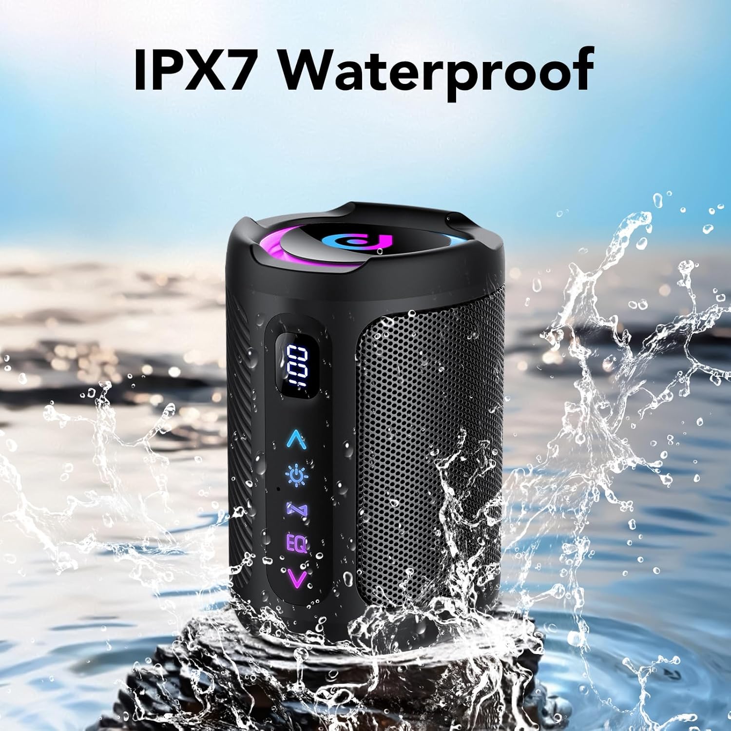Thumbnail 6 de aowoka Enceinte Bluetooth portable étanche IPX7 avec écran et éclairage LED RGB