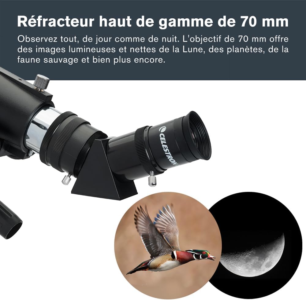 Detalle 2 de Celestron Travel Scope 70 (21035) — kit télescope réfracteur portable avec sac à dos