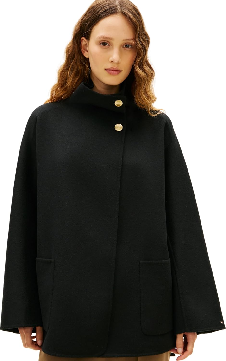 Detalle de Tommy Hilfiger Df Wool Gb Funnel Nk Coat Ww0ww47758 : manteau femme en laine, esprit durable