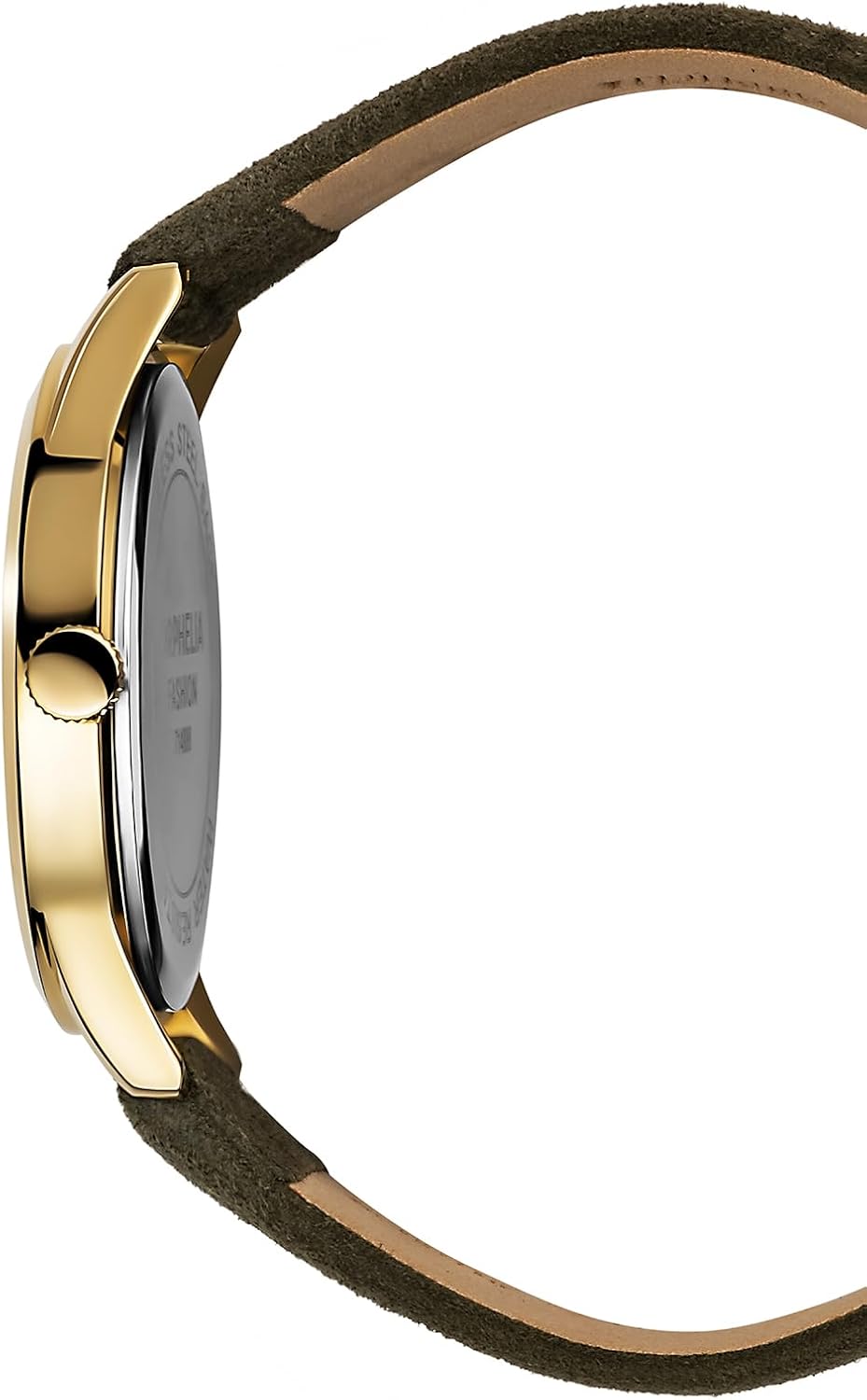 Detalle de Orphelia Fashion Montre Femme – Quartz – Analogique, Bracelet Cuir Daim Vert Doré