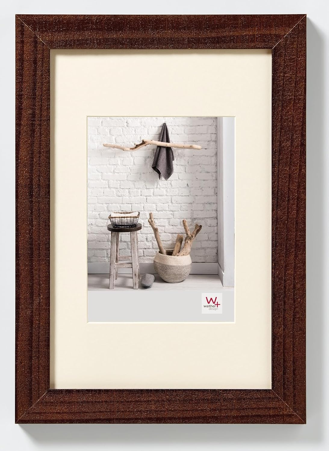 Detalle de Walther Design Home cadre photo en noyer HO100N avec passe-partout, 70 x 100 cm