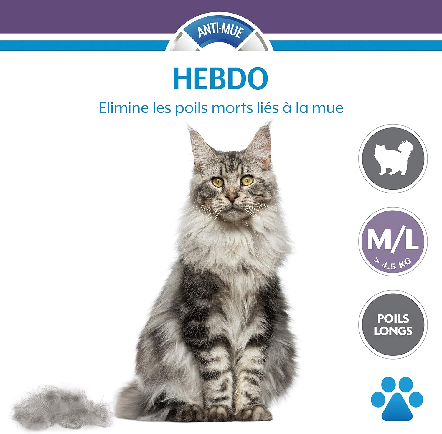 Detalle 2 de FURminator Outil de toilettage pour chat grande taille à poils longs – poignée ergonomique, élimination du poil en 1 clic