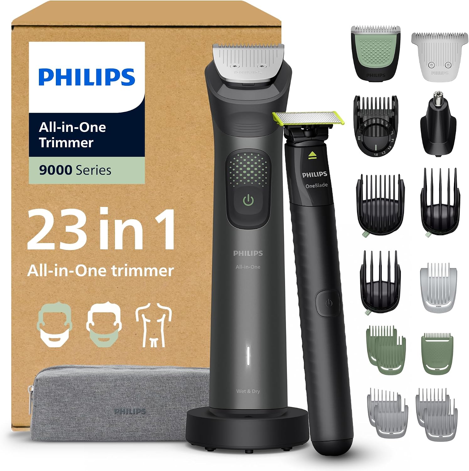 Detalle de Philips Multigroom série 9000 MG9561/30 tondeuse 27 hauteurs