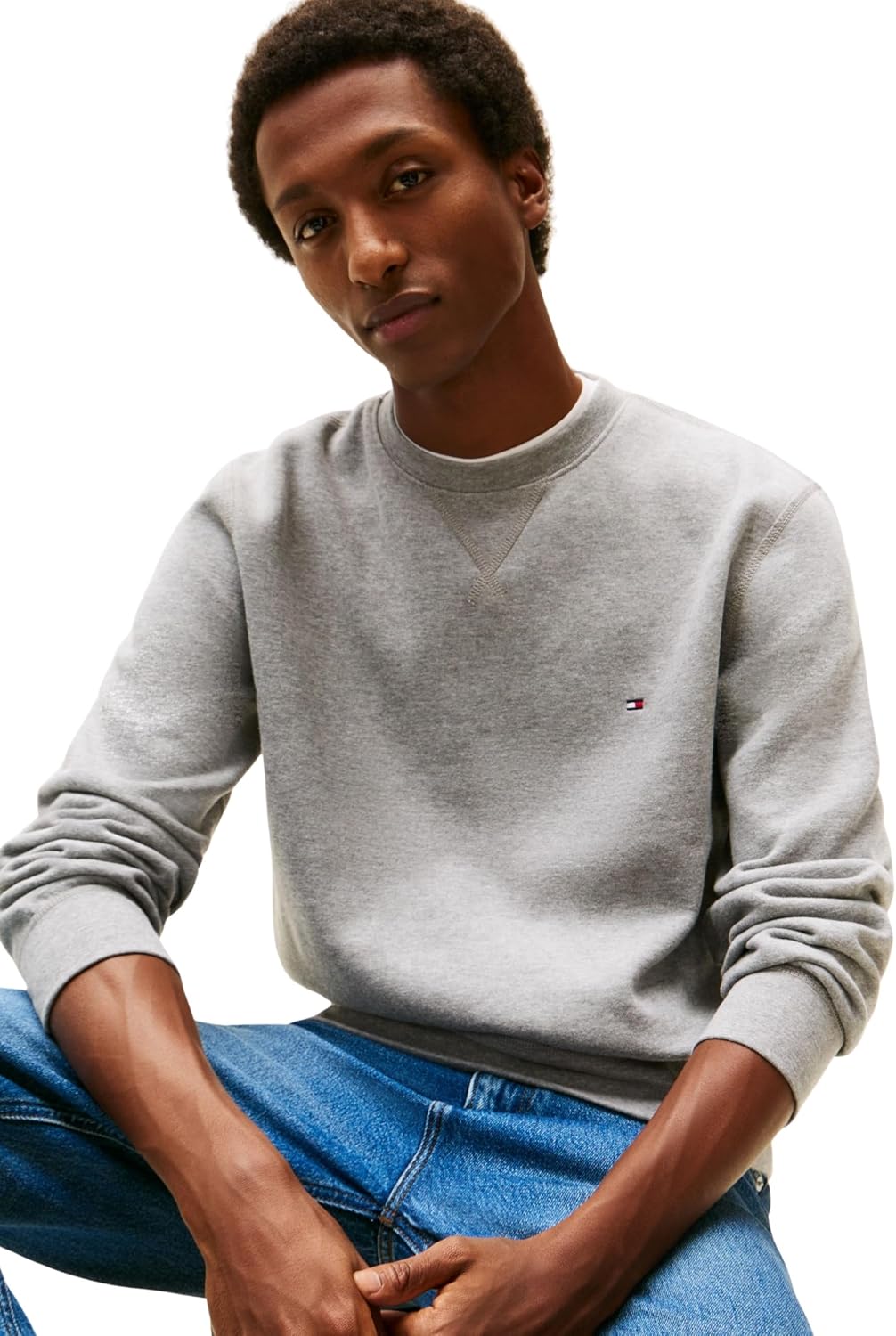 Detalle de Tommy Hilfiger Sweat homme Essential Fleece col rond à manches en molleton Regular Fit