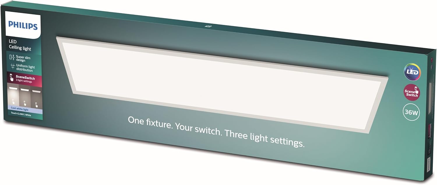 Detalle de Philips SceneSwitch : panneau LED rectangulaire blanc froid 36 W (4000 K) à intensité variable
