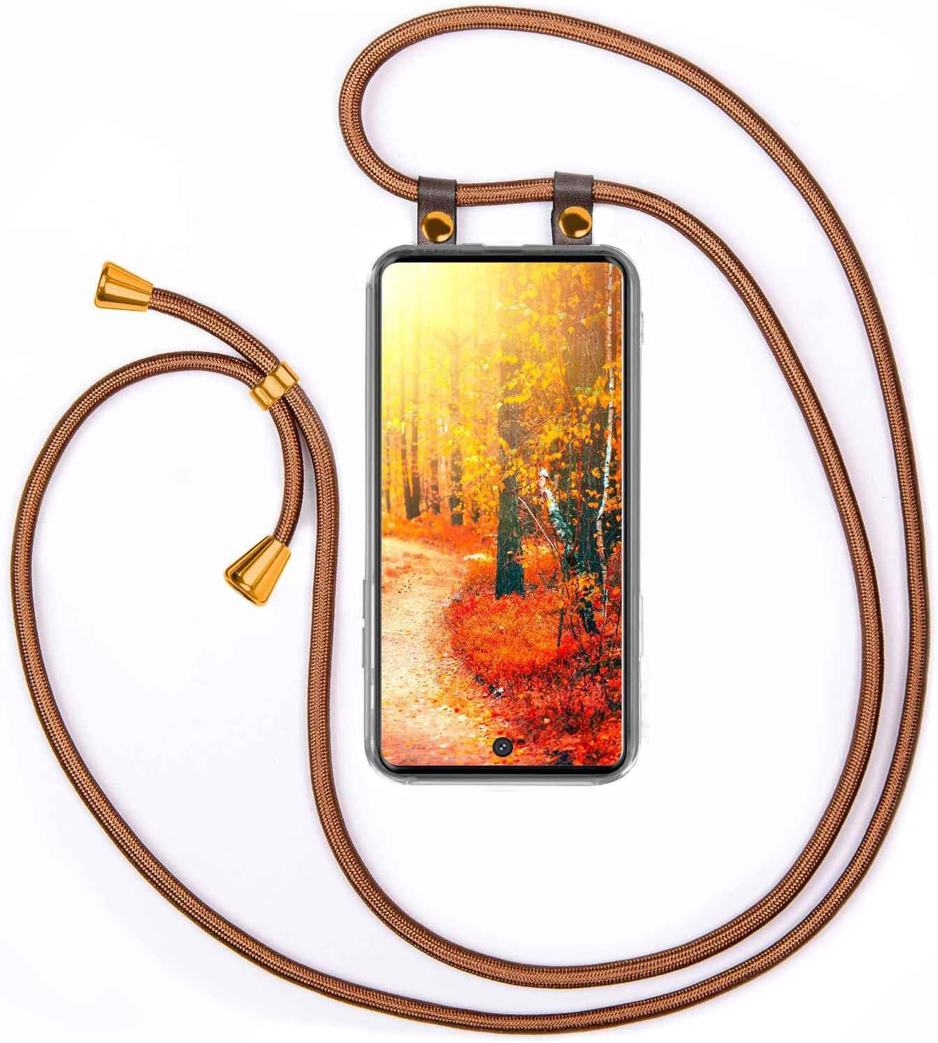 Detalle de moex Chaîne de téléphone Portable pour Galaxy S20 / S20 5G – Étui en silicone avec sangle réglable en Golden