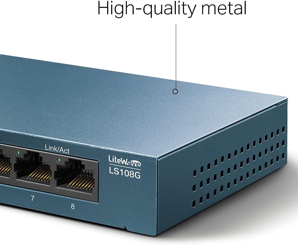 Detalle de TP-Link LS108G : switch Gigabit 8 ports RJ45 métal pour étendre votre réseau câblé