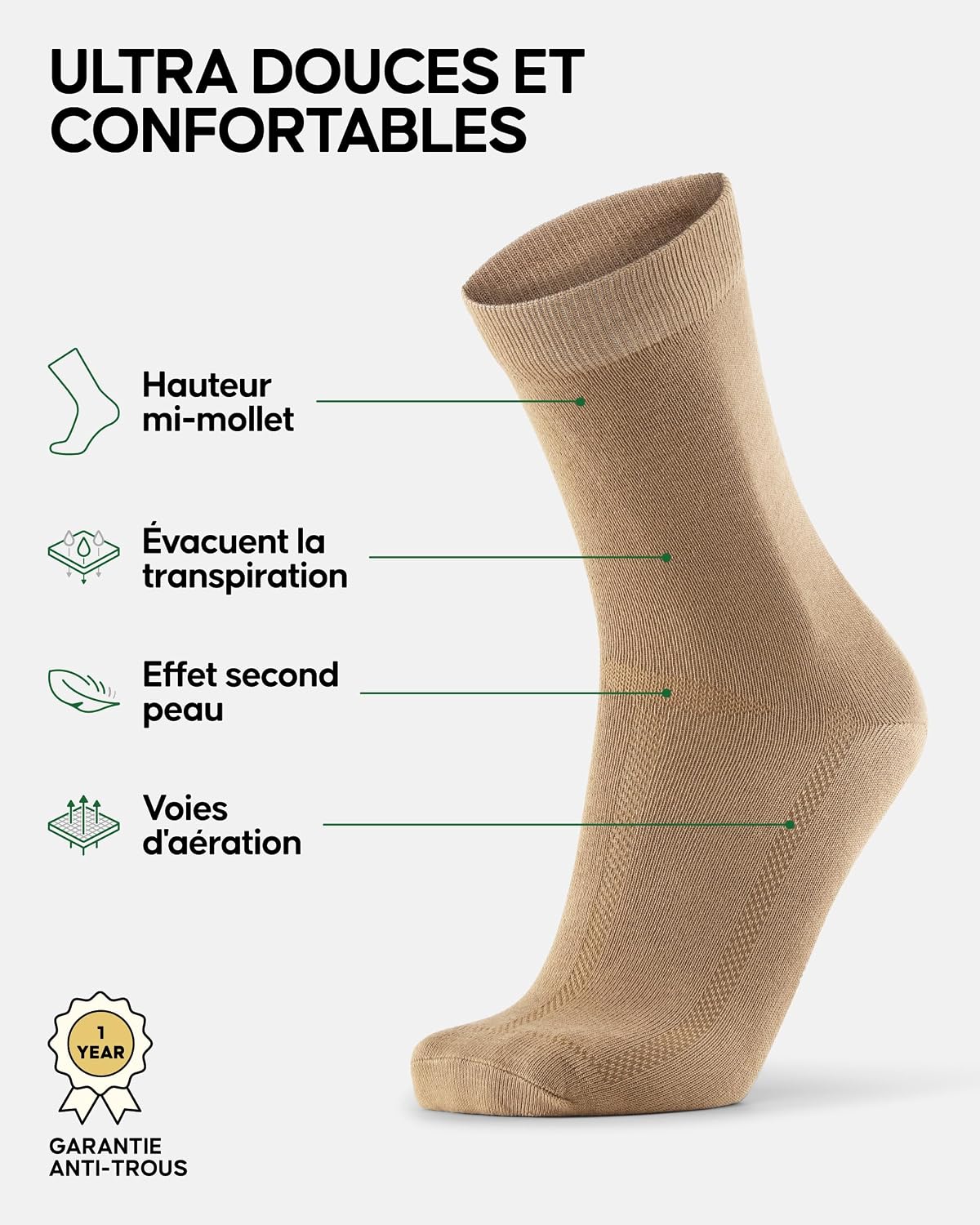 Detalle 2 de DANISH ENDURANCE Chaussettes bambou 6 paires