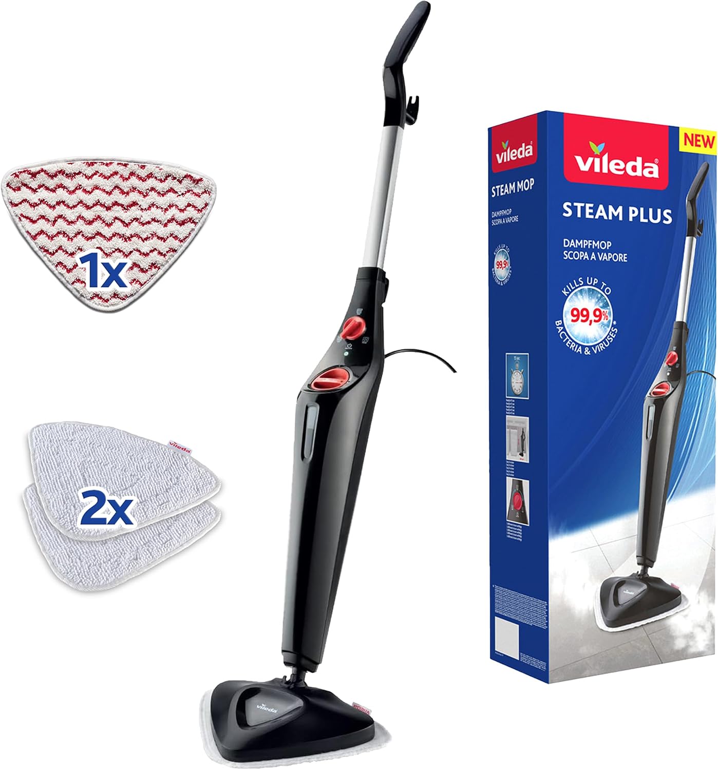 Detalle de Vileda Steam Plus Edition Triangulaire avec Power Pad — nettoyage vapeur sans produits chimiques