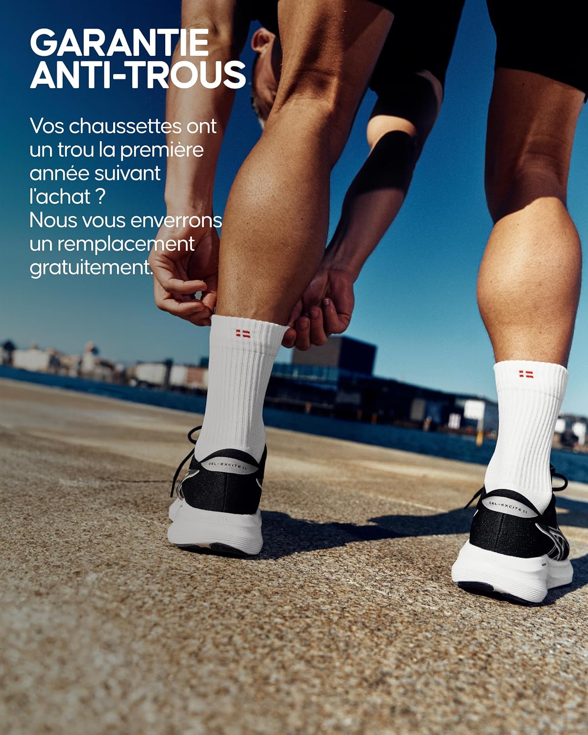 Detalle 2 de DANISH ENDURANCE Chaussettes hautes de running longue distance (lot 3 ou 5) pour homme et femme