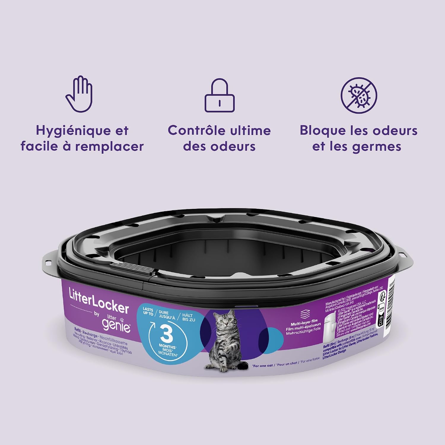 Detalle de Litter Genie Lot de 3 recharges XL super capacité octogonales pour poubelle LitterLocker et Fashion