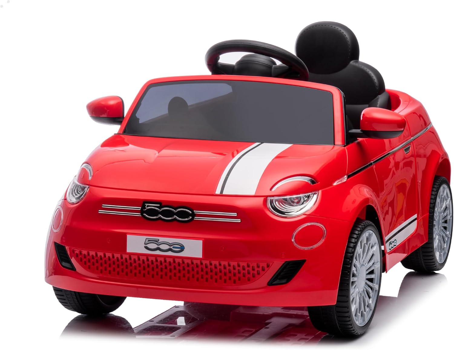 Detalle de Baroni Toys Fiat 500 Voiture Électrique 12V pour Enfant (Rouge) — Télécommande Parentale, Sons et Lumières