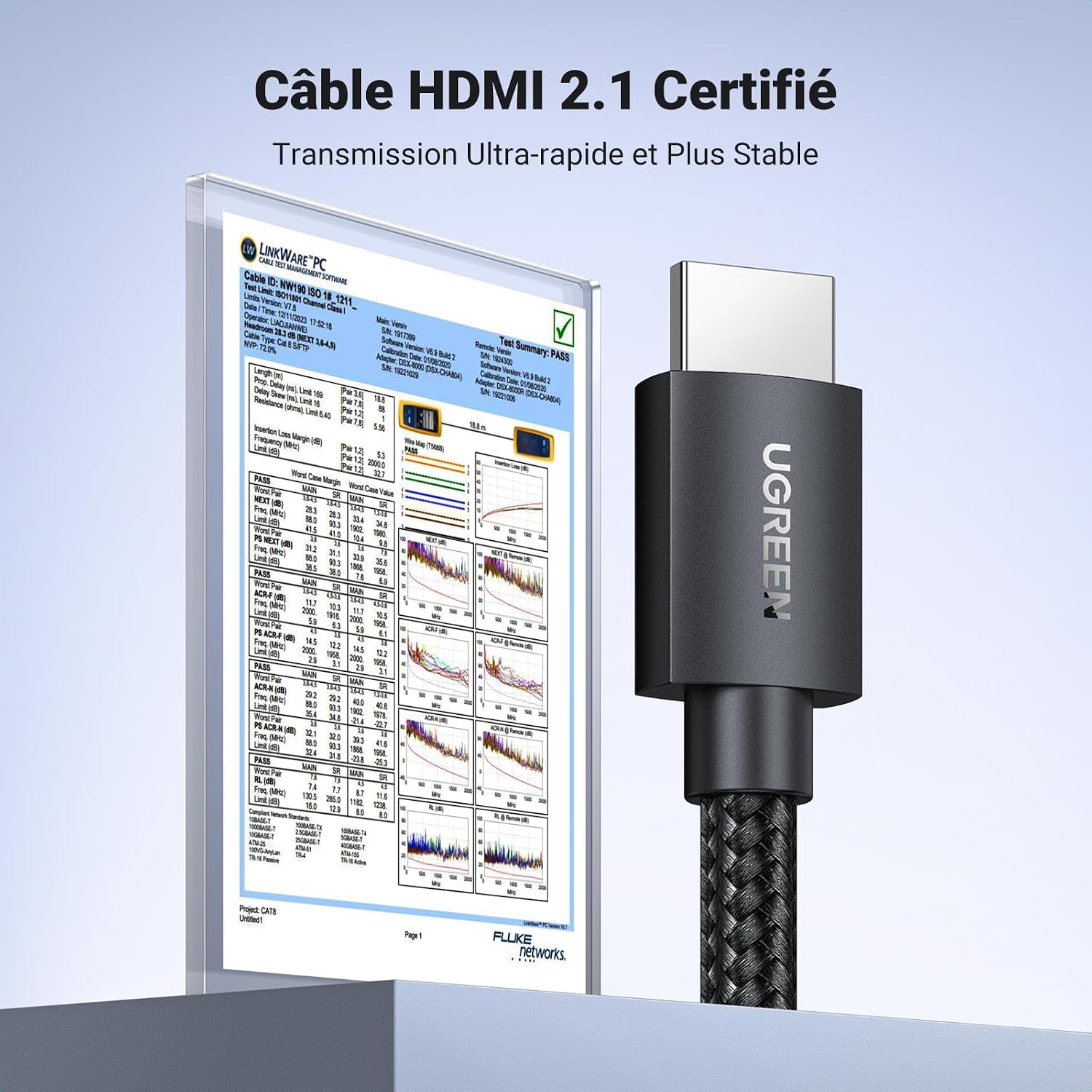 Detalle 2 de UGREEN HDMI 2.1 câble 1M 48Gbps pour TV
