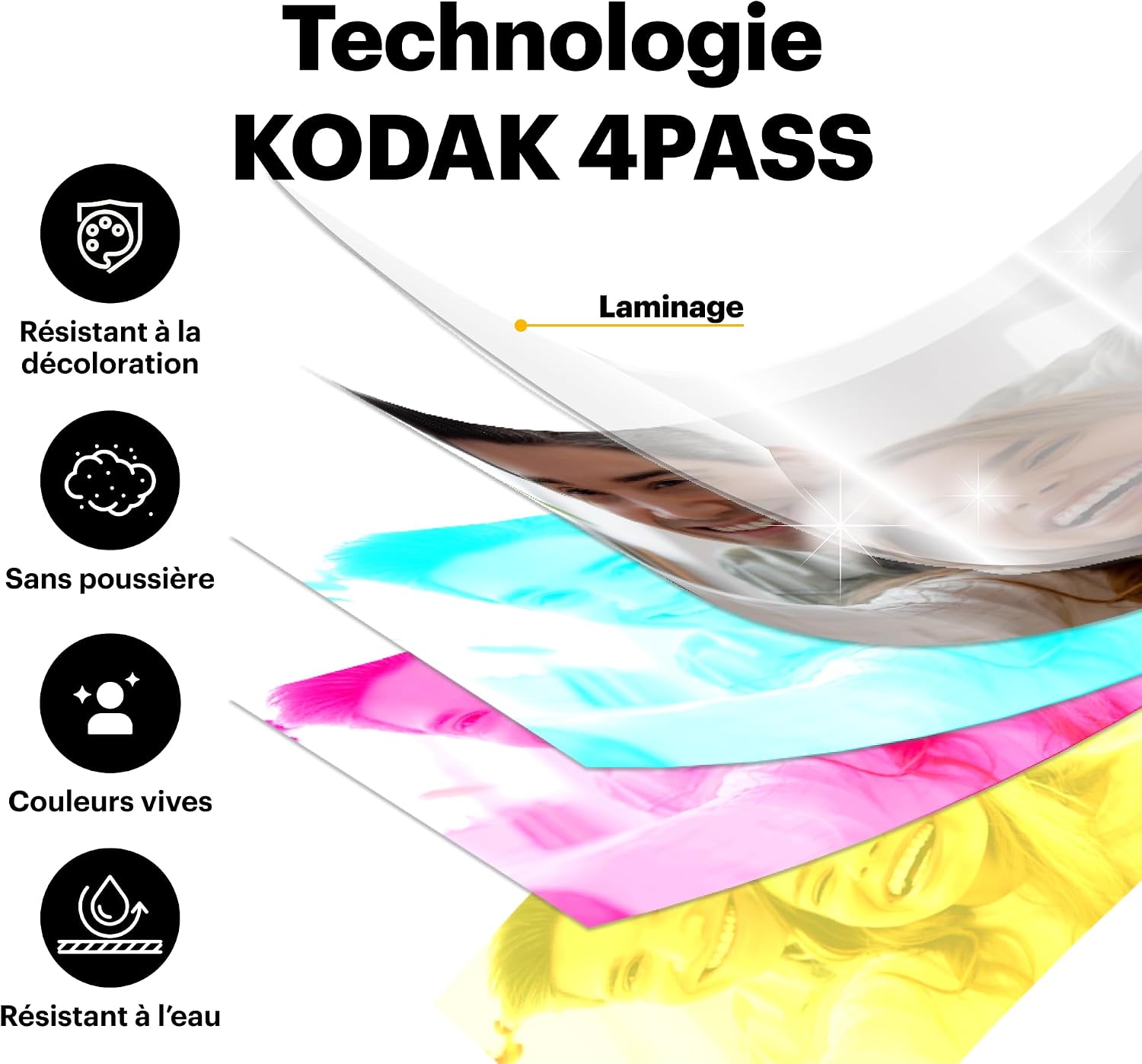 Detalle de Kodak Dock Plus 4Pass Imprimante Photo (10x15 cm) avec Pack de 50 Feuilles (10 + 40) – couleur jaune