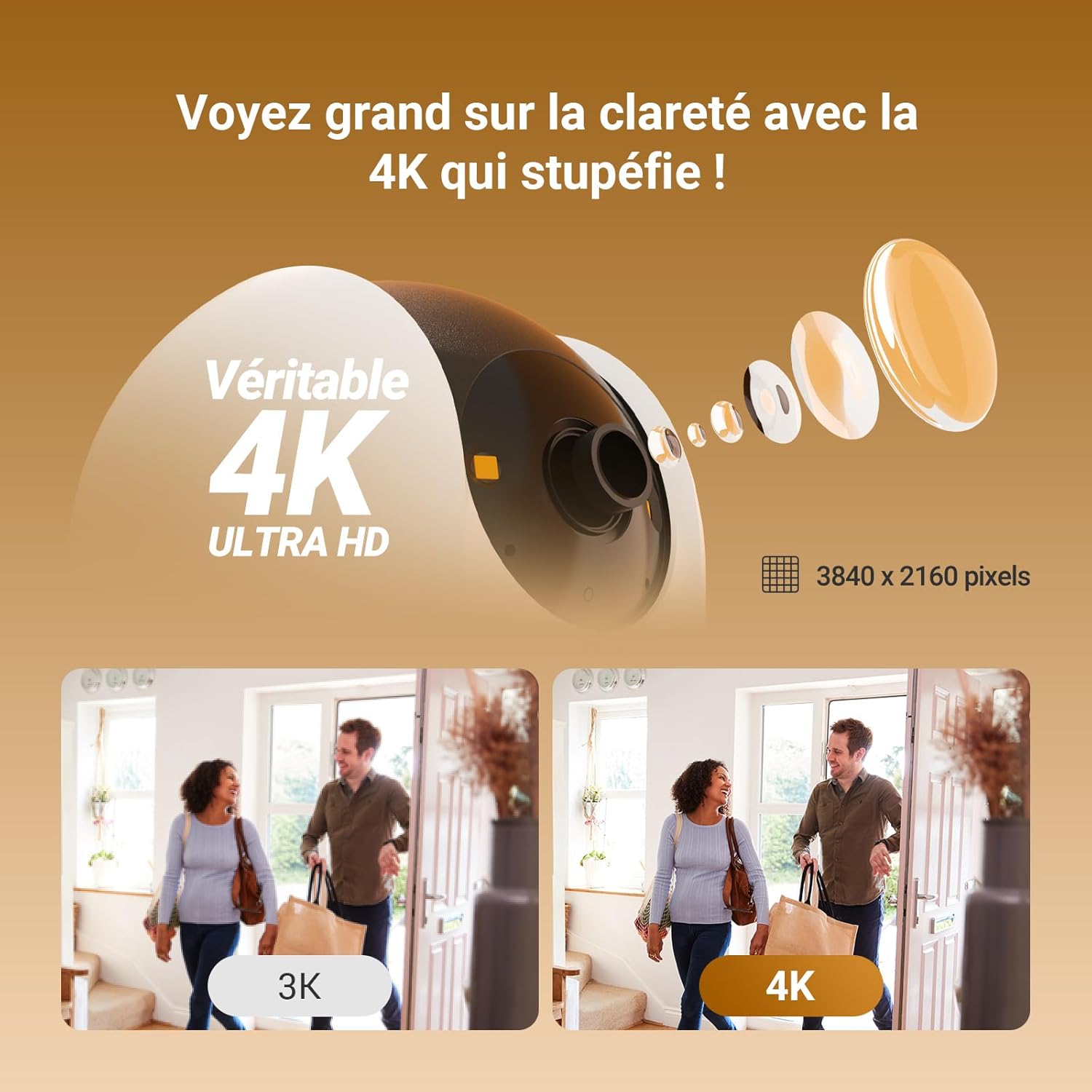 Detalle de EZVIZ C6N G1 4K Caméra Wi‑Fi intérieure 360° (détection humaine/animaux, vision nocturne couleur, WDR)