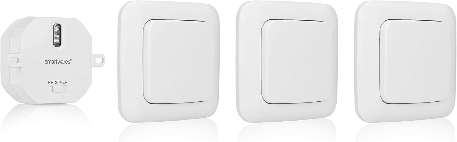 Detalle de Smartwares SH4-99567 Kit domotique Plug & Connect pour chambre : 3 interrupteurs sans fil + 1 module encastrable