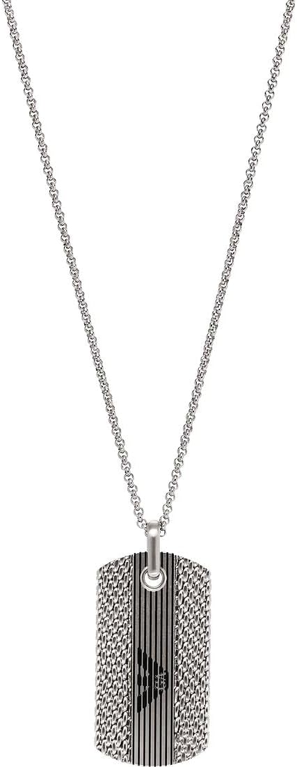 Detalle de Emporio Armani Collier pour homme en perles avec fermoir mousqueton, acier inoxydable