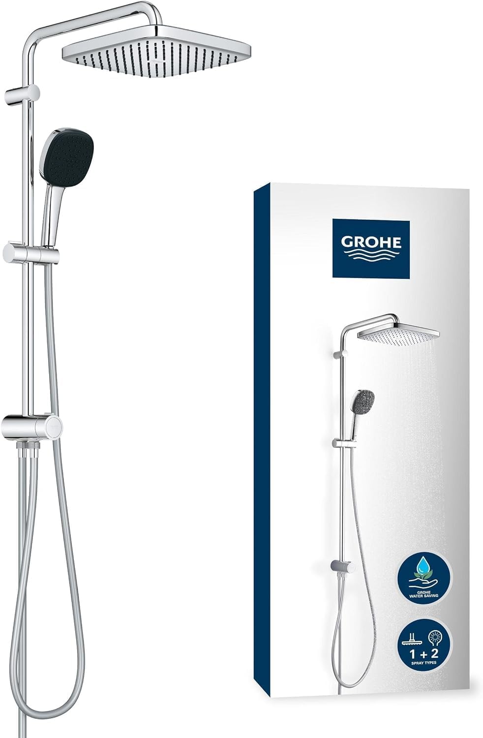 Detalle de Grohe Vitalio Comfort 250 : Colonne de Douche avec Inverseur et Douchette 110 – Chrome (26698001)