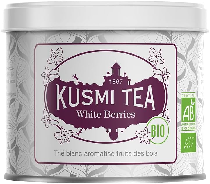 Detalle de Kusmi Tea White Berries Bio – Thé blanc aux fruits des bois en boîte métal (90 g)