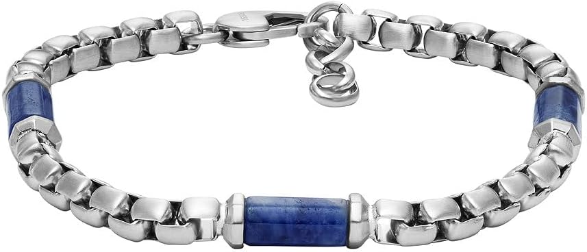 Detalle de Fossil bracelet homme en acier inoxydable à fermeture mosqueton, finitions brossées