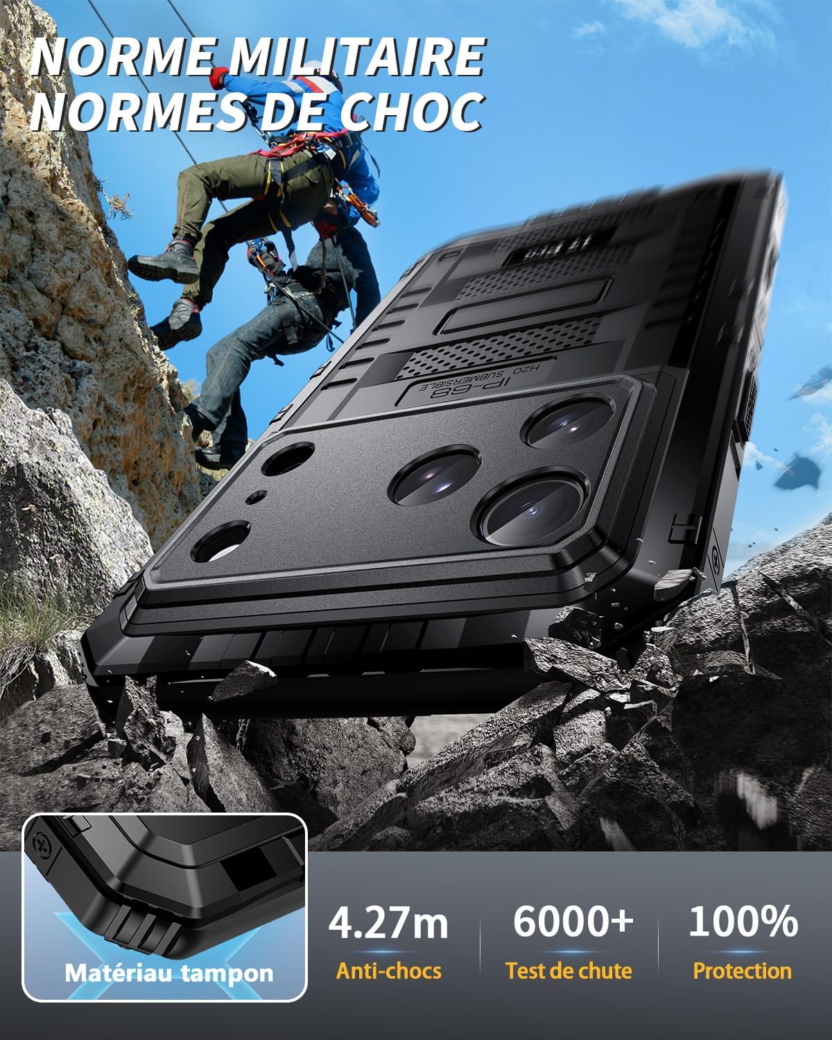 Detalle de Seacosmo Coque pour iPhone 17 Pro – Étanche IP68, protection 360° avec écran intégré, noir