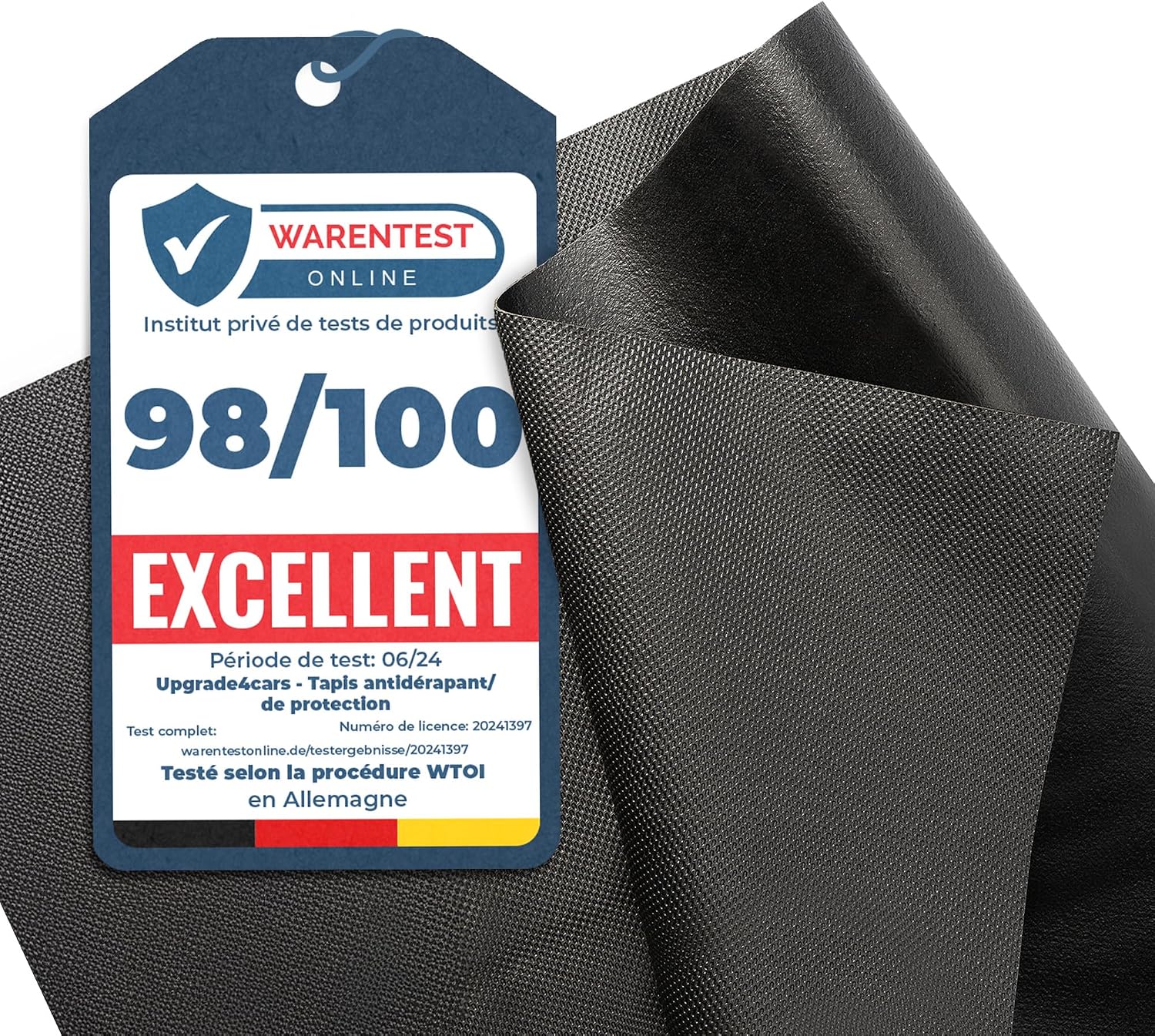 Detalle de Upgrade4cars Tapis Antidérapant Voiture – Étanche et Coupe à Mesure 120 x 180 cm