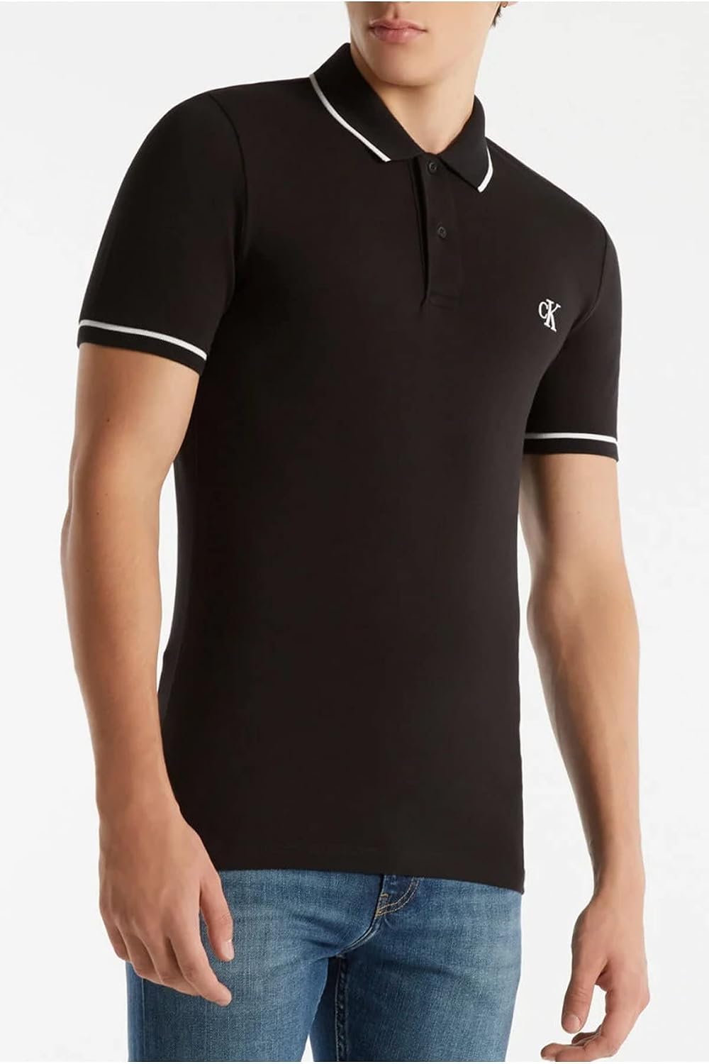 Detalle 2 de Polo Calvin Klein Jeans manches courtes homme – coupe ajustée minimaliste
