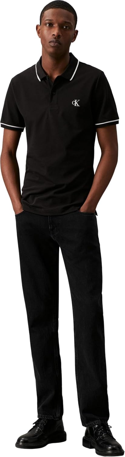 Detalle 1 de Polo Calvin Klein Jeans manches courtes homme – coupe ajustée minimaliste