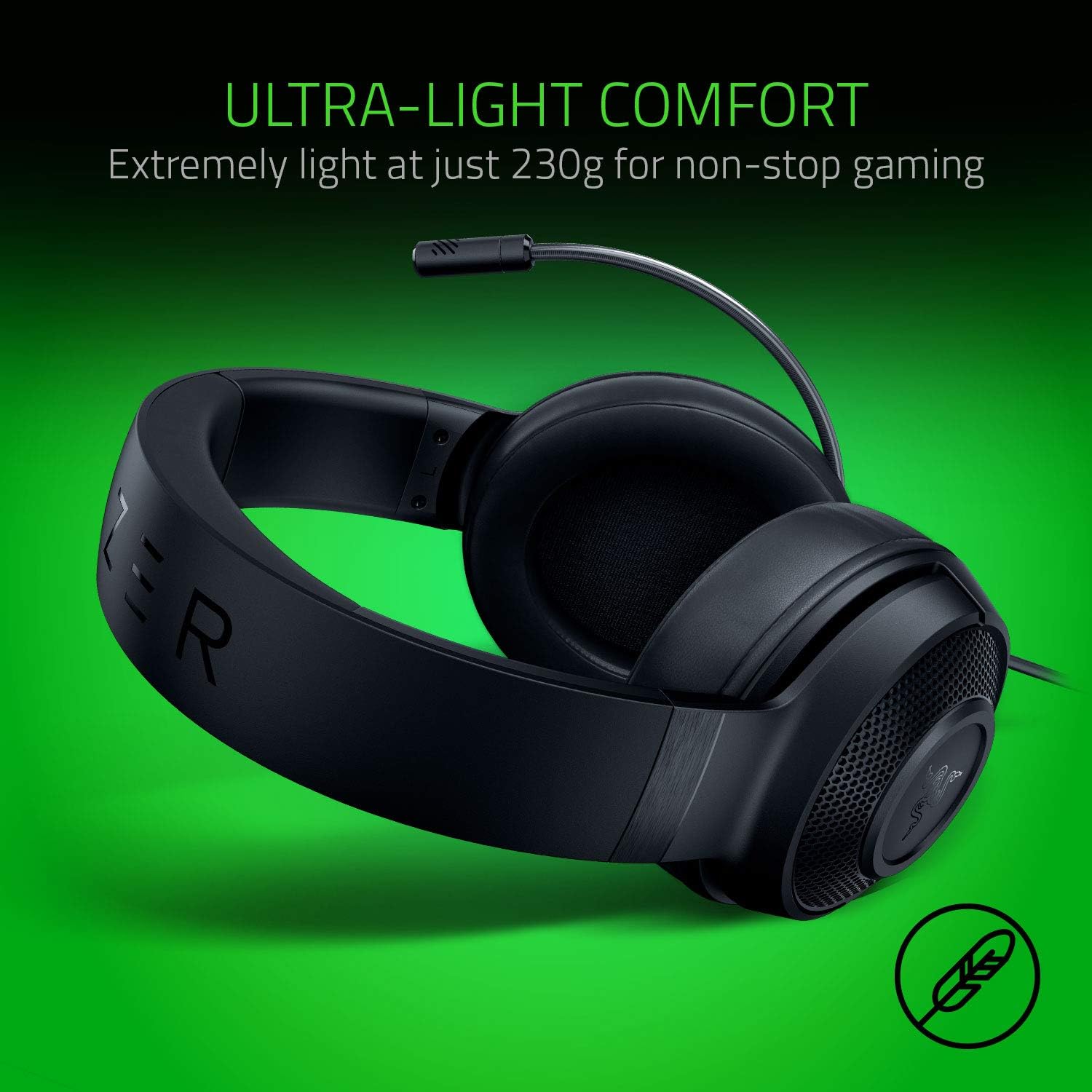 Detalle de Razer Kraken X Lite : Casque de jeu filaire ultra-léger pour PC et consoles