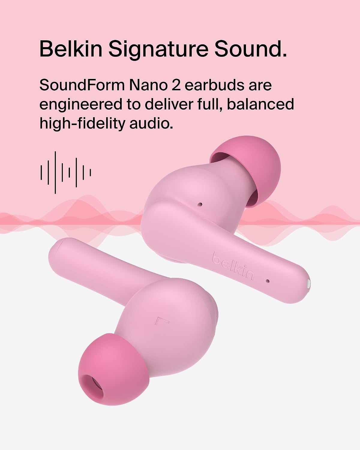 Thumbnail 6 de Belkin SoundForm Nano 2: Écouteurs Bluetooth pour enfants – Rose, 28 h d’autonomie, volume limité