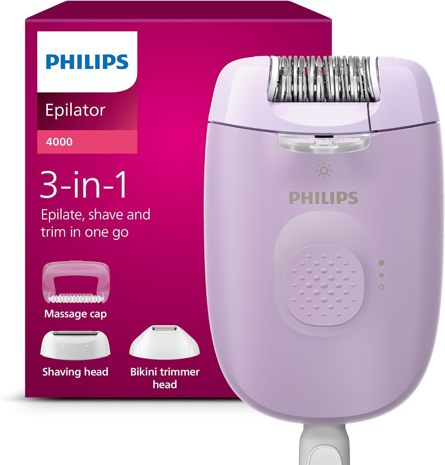 Detalle de Philips épilateur série 4000 BRE257/00 – 3-en-1 filaire pour corps et maillot