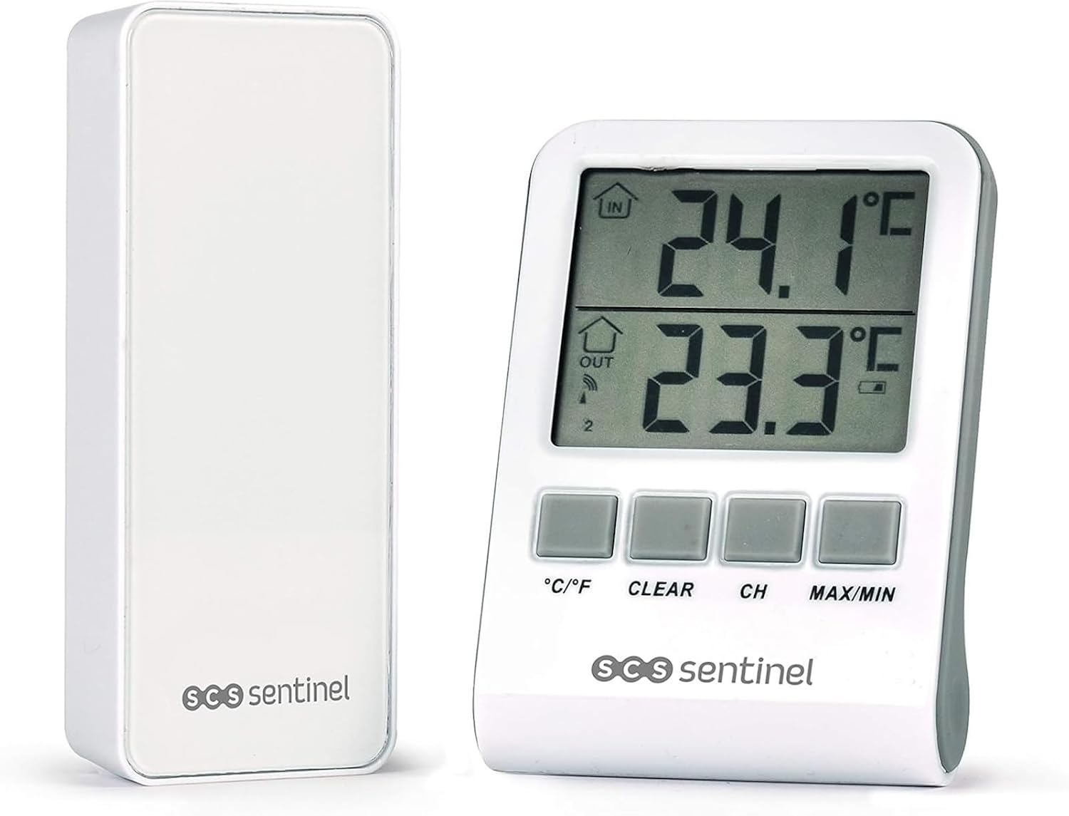 Detalle de SCS Sentinel DigiThermo HCN0062 : thermomètre digital intérieur/extérieur avec portée 60 m et double affichage