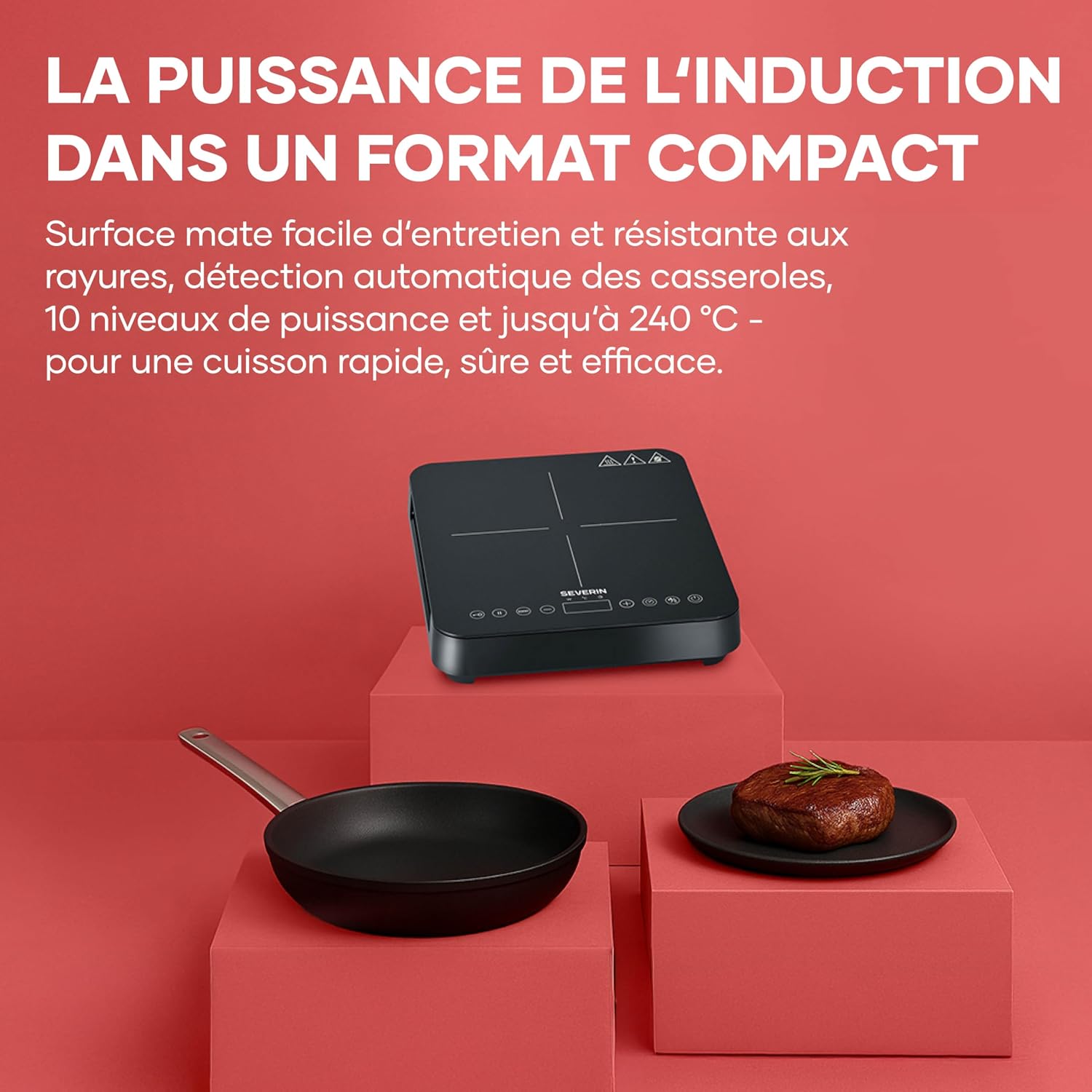 Detalle de Severin KP 1026 : plaque de cuisson à induction 2 000 W vitrocéramique, thermostat jusqu’à 240°C