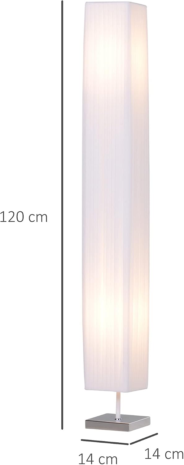 Thumbnail 6 de HOMCOM Lampadaire sur pied moderne 120 cm, abat-jour blanc et interrupteur au pied