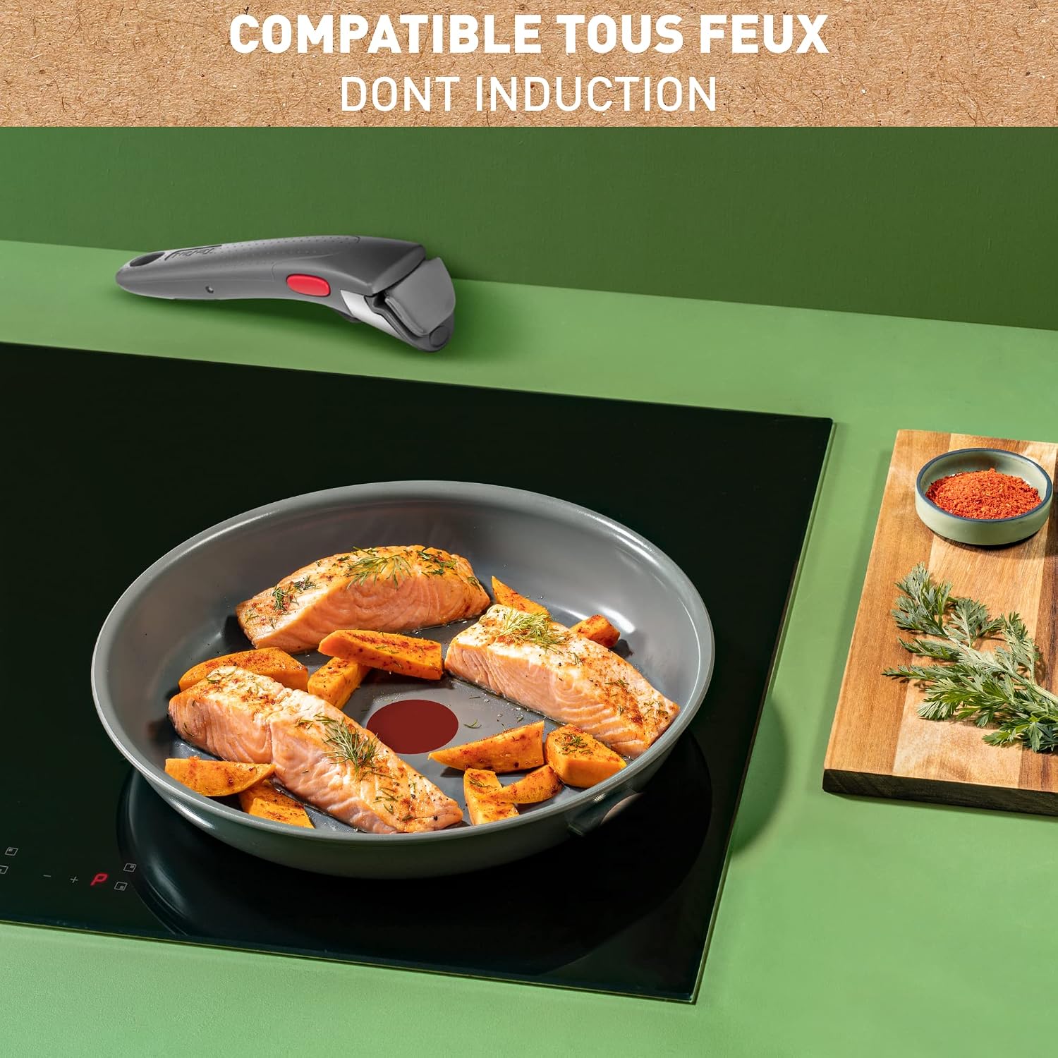 Detalle 2 de Tefal Ingenio Renew Poêle 28 cm – induction, revêtement céramique Inoceram, recyclée, Thermo-Signal