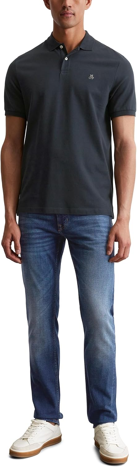 Detalle de Marc O’Polo polo manches courtes en coton biologique Regular Fit, Bleu Dark Navy (L)