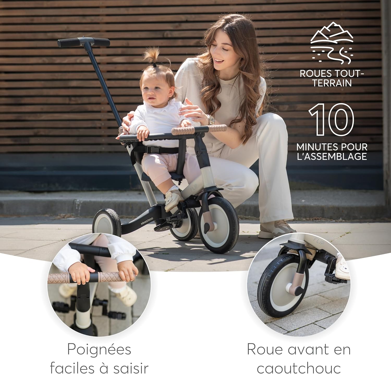 Detalle de KikkaBoo Tricycle Bébé Évolutif 5 en 1 Flip - Vélo enfant 1 à 5 ans, Vert Militaire