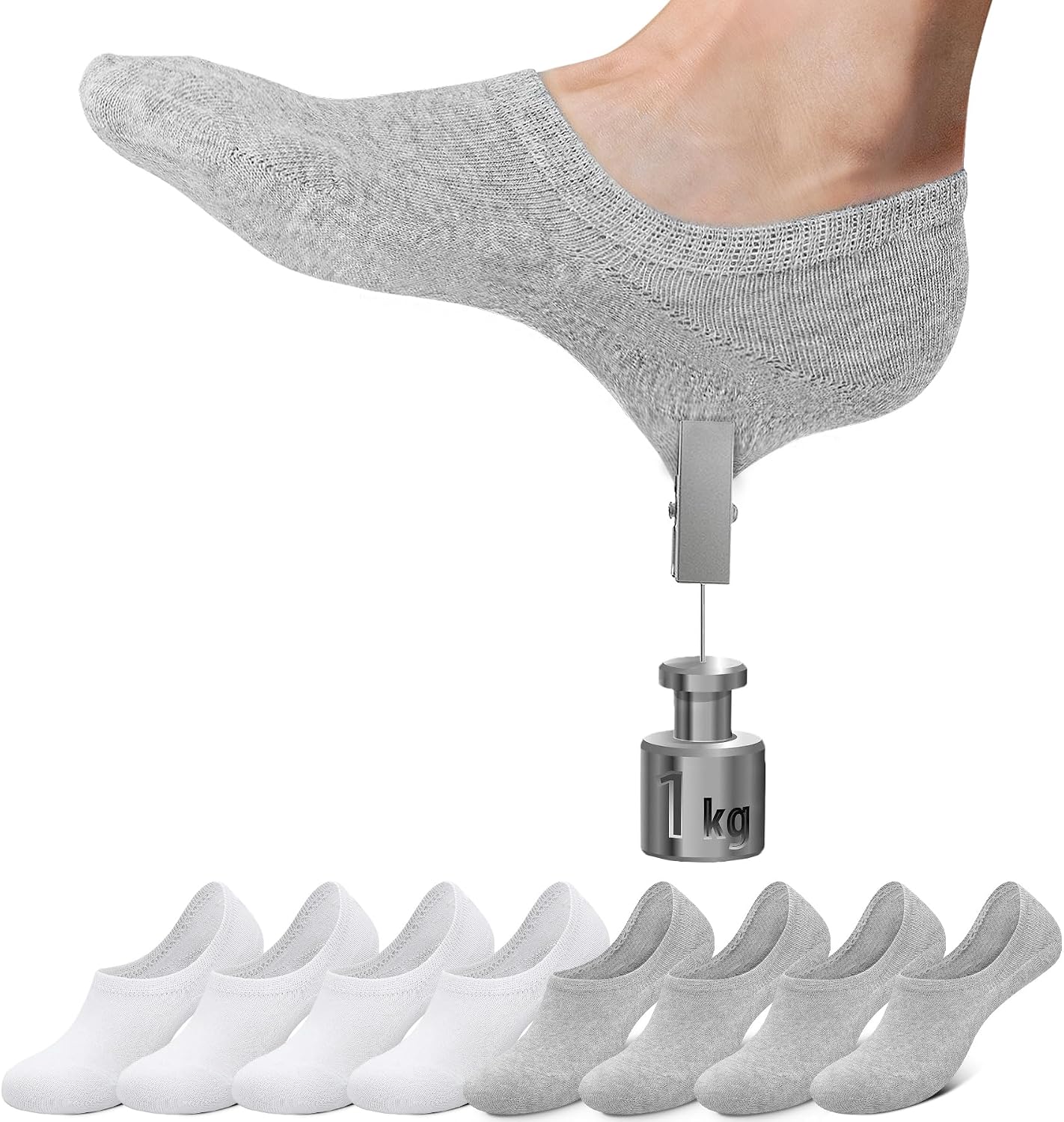 Detalle de Falechay Chaussettes Basses Femme Homme – 8 Paires invisibles en coton, antidérapantes