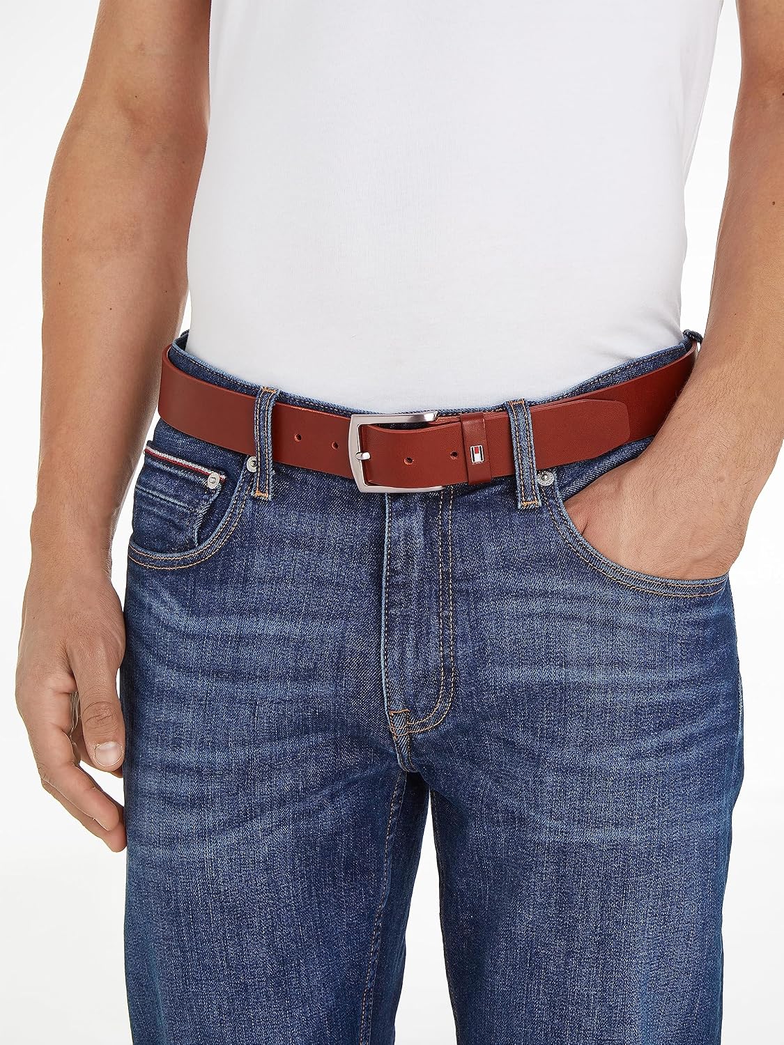 Detalle de Tommy Hilfiger Ceinture Homme New Denton 3,5 cm en Cuir